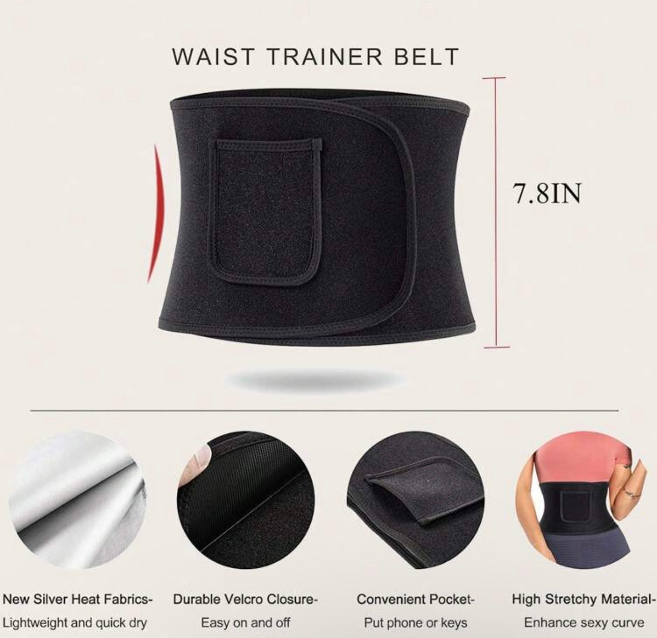 Waist Trainer Belt, Waist Trimmer Sauna Sweat, Workout Fitness Belts/Gym